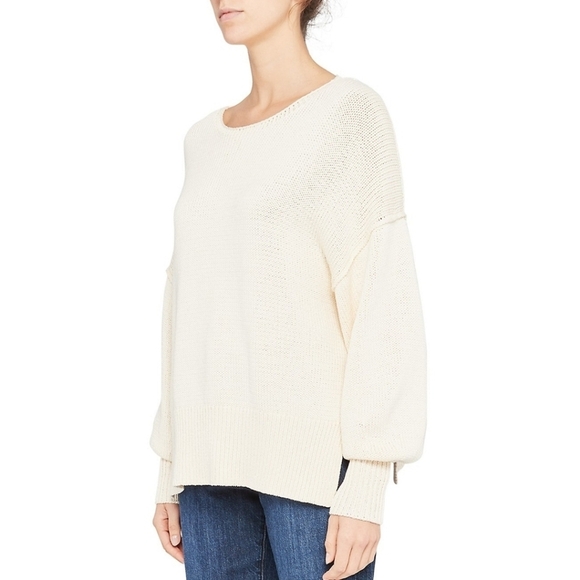 NWT Theory Chunky Knit Slit Pullover Sweater Ecru Medium - Picture 3 of 9